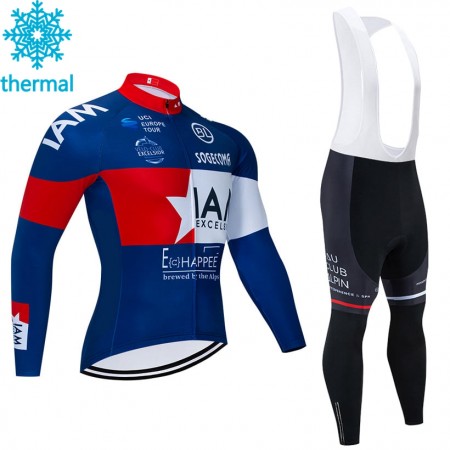 Tenue Cycliste Manches Longues et Collant à Bretelles 2020 IAM Cycling Hiver Thermal Fleece N002